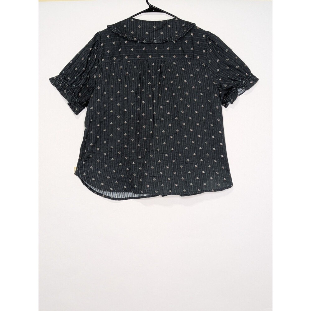 PILCRO By Anthropologie The Keira Blouse Womens XL Black Floral Cottagecore Top - Picture 3 of 6